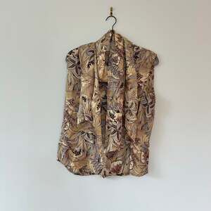 Kate Hill Petite Silk Blouse 12P with Matching Scarf Set Floral Print 100% Silk